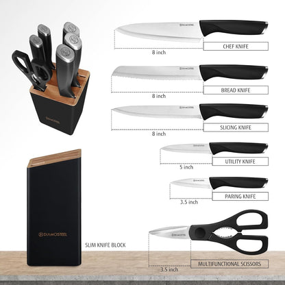 White Knife Set, 13 Pieces Knife Block Set with Built-in Sharpener Scissors for Kitchen Meat & Vegetable Cutting, Dishwasher Safe Knives Set Present for Family & Restaurant