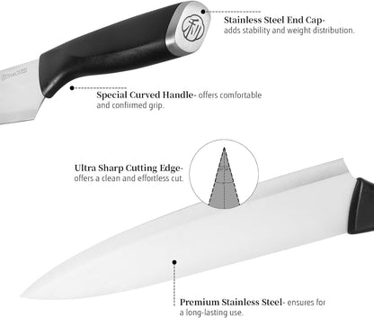 White Knife Set, 13 Pieces Knife Block Set with Built-in Sharpener Scissors for Kitchen Meat & Vegetable Cutting, Dishwasher Safe Knives Set Present for Family & Restaurant