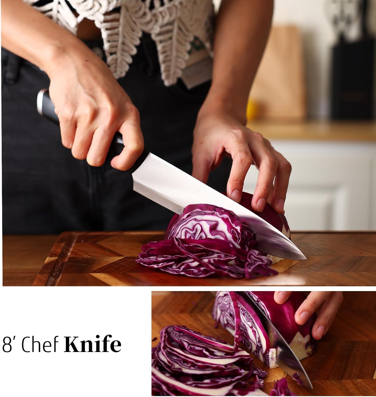 White Knife Set, 13 Pieces Knife Block Set with Built-in Sharpener Scissors for Kitchen Meat & Vegetable Cutting, Dishwasher Safe Knives Set Present for Family & Restaurant