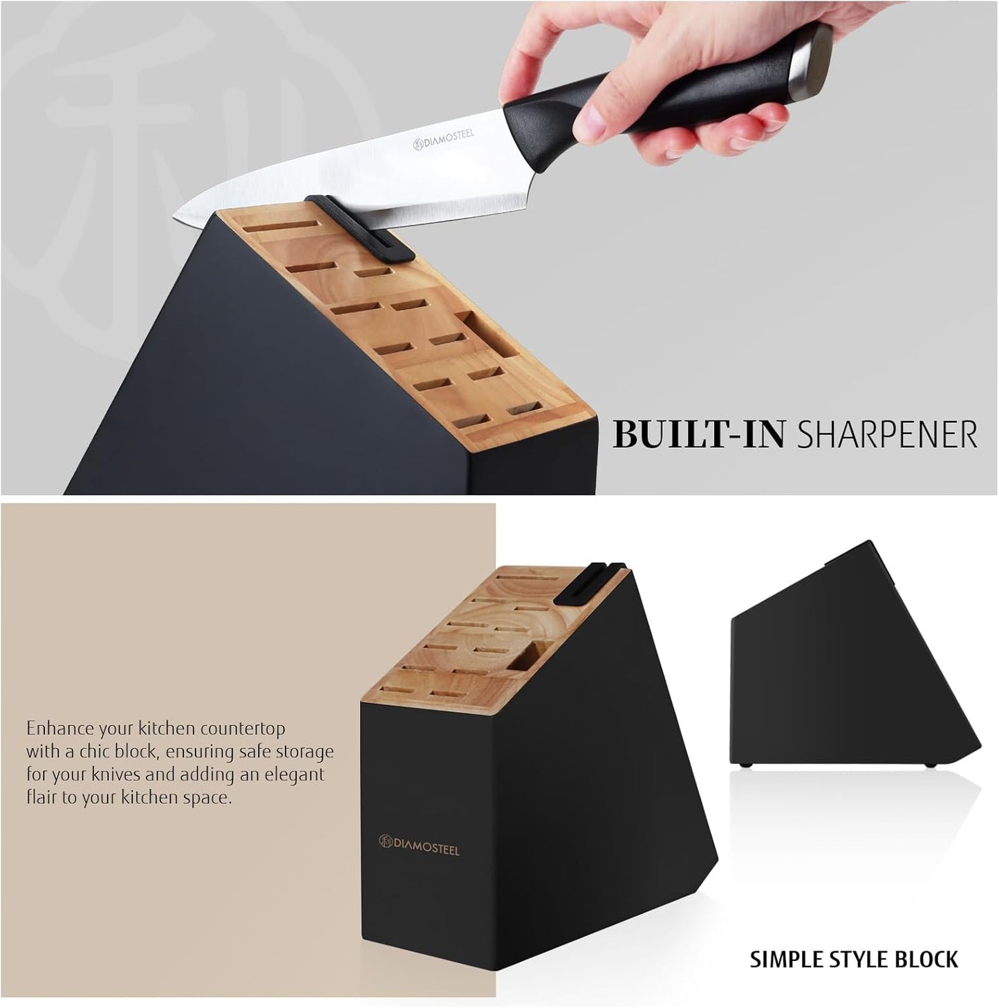 White Knife Set, 13 Pieces Knife Block Set with Built-in Sharpener Scissors for Kitchen Meat & Vegetable Cutting, Dishwasher Safe Knives Set Present for Family & Restaurant