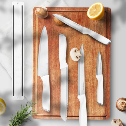 White Knife Set, 13 Pieces Knife Block Set with Built-in Sharpener Scissors for Kitchen Meat & Vegetable Cutting, Dishwasher Safe Knives Set Present for Family & Restaurant