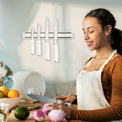 White Knife Set, 13 Pieces Knife Block Set with Built-in Sharpener Scissors for Kitchen Meat & Vegetable Cutting, Dishwasher Safe Knives Set Present for Family & Restaurant