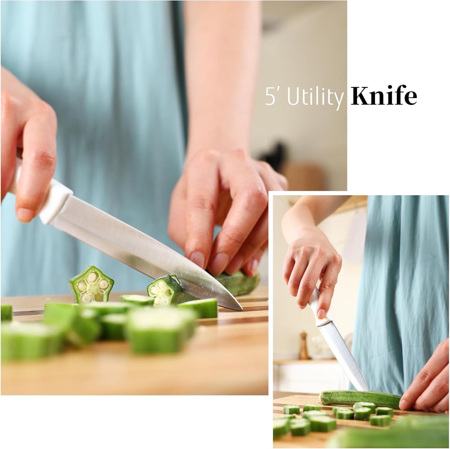 White Knife Set, 13 Pieces Knife Block Set with Built-in Sharpener Scissors for Kitchen Meat & Vegetable Cutting, Dishwasher Safe Knives Set Present for Family & Restaurant