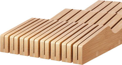 In-Drawer Knife Block Organizer - Bamboo Wood Drawer Knife Organizer-Protecting Knife Organizer Block (Not Included) (Natural, 7 Knives Dock)