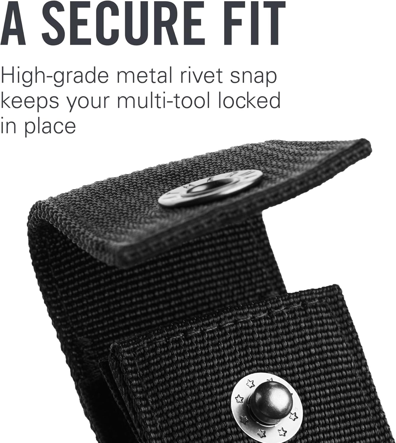 Premium Nylon Snap Sheath, Fits 3.25” to 4.5” Multi-Tools, Black, Medium