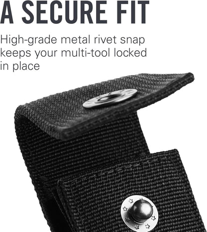 Premium Nylon Snap Sheath, Fits 3.25” to 4.5” Multi-Tools, Black, Medium