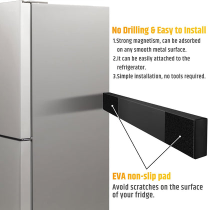 Fridge Applicable 17 Inch Double Sided Magnetic Knife Holder - Stainless Steel Knife Strip With Powerful Magnetic Pull Force - Use as Kitchen Knife Holder, Knife Rack & Tool Holder - Matte Black