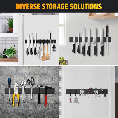 Fridge Applicable 17 Inch Double Sided Magnetic Knife Holder - Stainless Steel Knife Strip With Powerful Magnetic Pull Force - Use as Kitchen Knife Holder, Knife Rack & Tool Holder - Matte Black