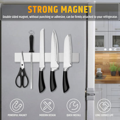 Fridge Applicable 17 Inch Double Sided Magnetic Knife Holder - Stainless Steel Knife Strip With Powerful Magnetic Pull Force - Use as Kitchen Knife Holder, Knife Rack & Tool Holder - Matte Black