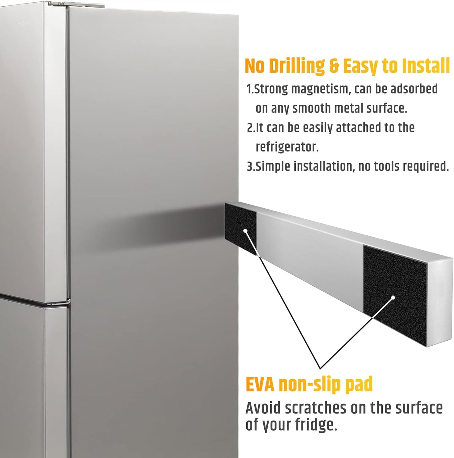 Fridge Applicable 17 Inch Double Sided Magnetic Knife Holder - Stainless Steel Knife Strip With Powerful Magnetic Pull Force - Use as Kitchen Knife Holder, Knife Rack & Tool Holder - Matte Black