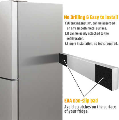 Fridge Applicable 17 Inch Double Sided Magnetic Knife Holder - Stainless Steel Knife Strip With Powerful Magnetic Pull Force - Use as Kitchen Knife Holder, Knife Rack & Tool Holder - Matte Black