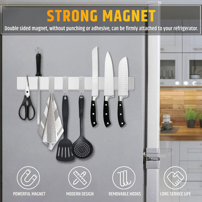 Fridge Applicable 17 Inch Double Sided Magnetic Knife Holder - Stainless Steel Knife Strip With Powerful Magnetic Pull Force - Use as Kitchen Knife Holder, Knife Rack & Tool Holder - Matte Black