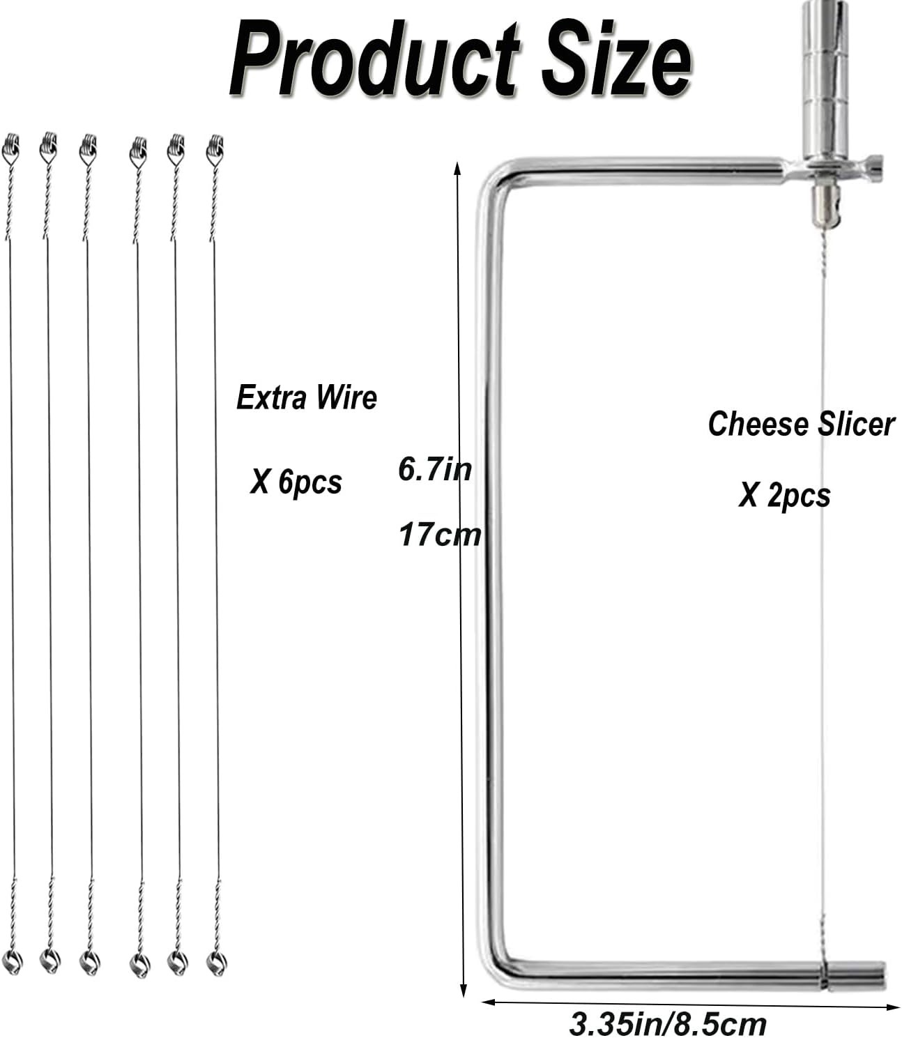 Cheese Cutter Board Accessories Kitchen Knife Marble Block Cheese Slicer Stainless Steel Components DIY for Making Giftable Cheese Cutting Boards with Hardware Cheese Slicer Kit,(2Slicer+8Wires)7in