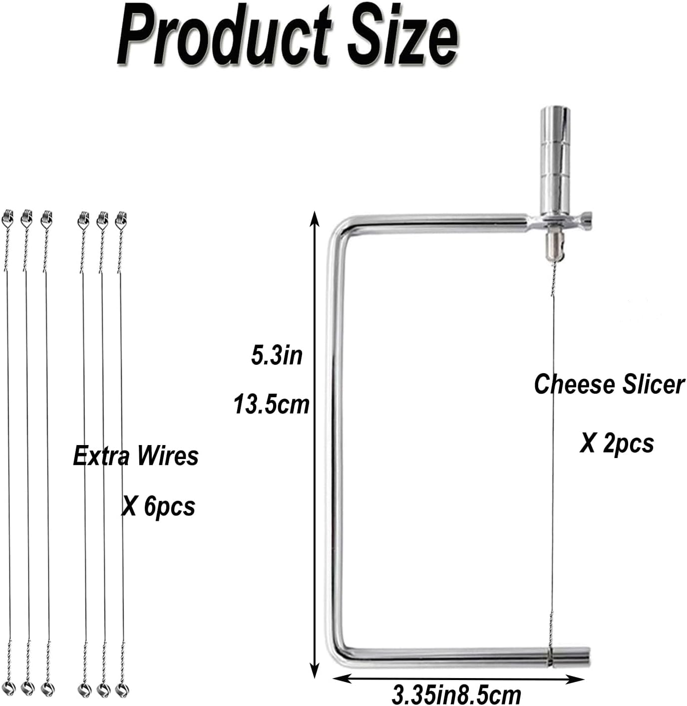 Cheese Cutter Board Accessories Kitchen Knife Marble Block Cheese Slicer Stainless Steel Components DIY for Making Giftable Cheese Cutting Boards with Hardware Cheese Slicer Kit,(2Slicer+8Wires)7in