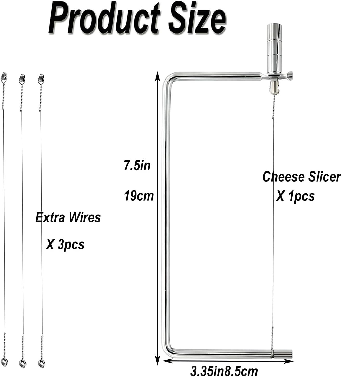 Cheese Cutter Board Accessories Kitchen Knife Marble Block Cheese Slicer Stainless Steel Components DIY for Making Giftable Cheese Cutting Boards with Hardware Cheese Slicer Kit,(2Slicer+8Wires)7in