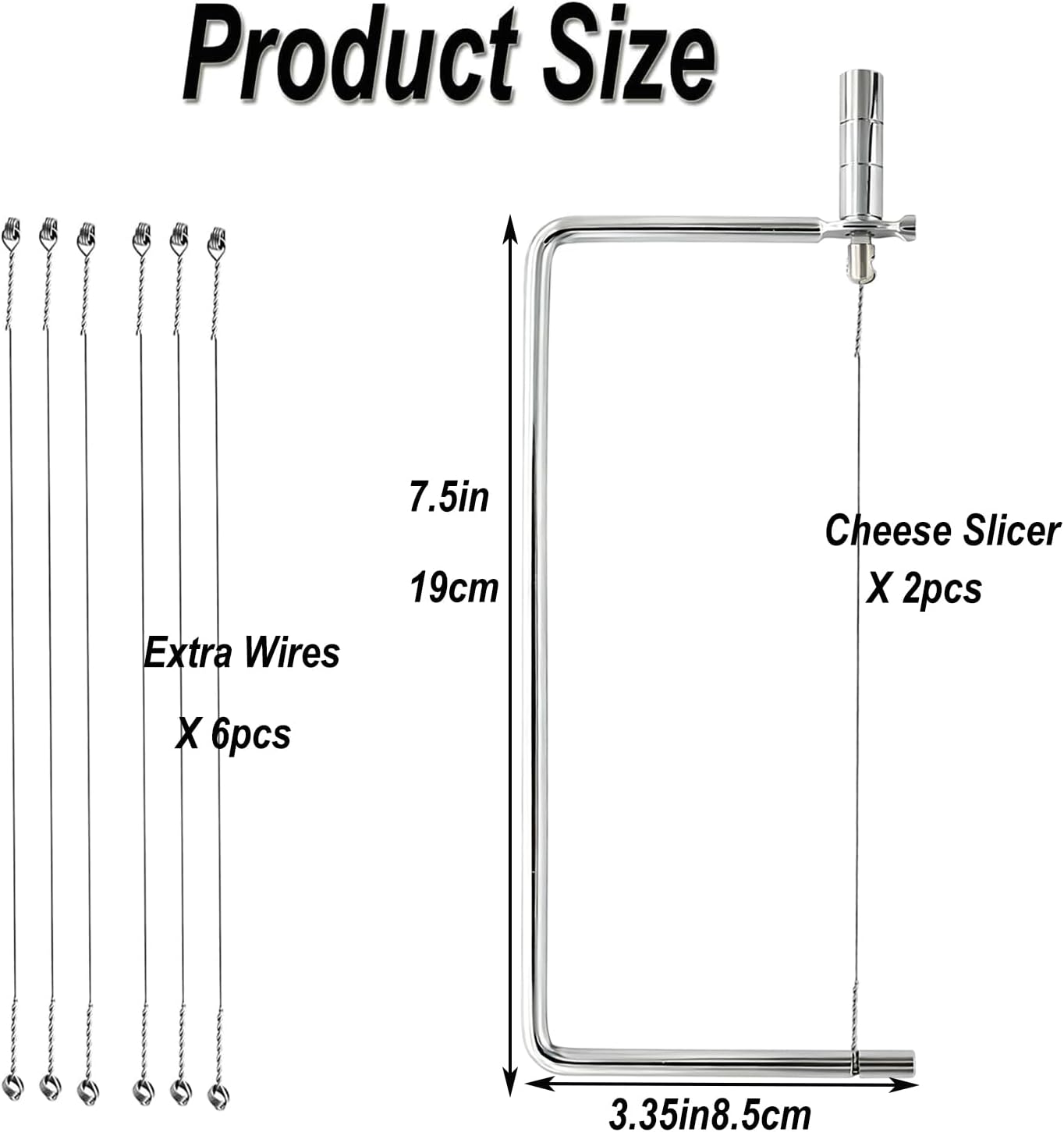 Cheese Cutter Board Accessories Kitchen Knife Marble Block Cheese Slicer Stainless Steel Components DIY for Making Giftable Cheese Cutting Boards with Hardware Cheese Slicer Kit,(2Slicer+8Wires)7in