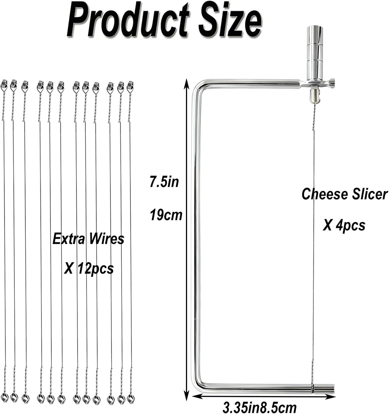 Cheese Cutter Board Accessories Kitchen Knife Marble Block Cheese Slicer Stainless Steel Components DIY for Making Giftable Cheese Cutting Boards with Hardware Cheese Slicer Kit,(2Slicer+8Wires)7in