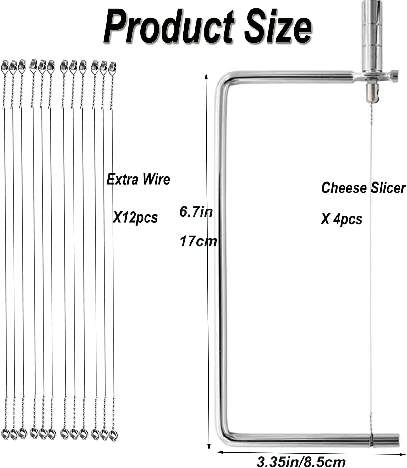 Cheese Cutter Board Accessories Kitchen Knife Marble Block Cheese Slicer Stainless Steel Components DIY for Making Giftable Cheese Cutting Boards with Hardware Cheese Slicer Kit,(2Slicer+8Wires)7in