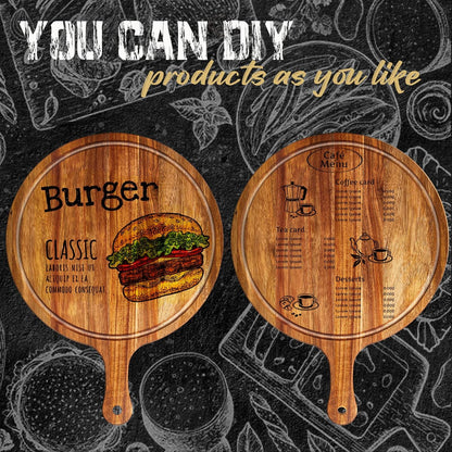 10 Pcs Round Wood Cutting Board with Handle Acacia Wooden Serving Kitchen Chopping Boards for Pizza, Bread, Cheese, Charcuterie, Fruit, Vegetables(Acacia)