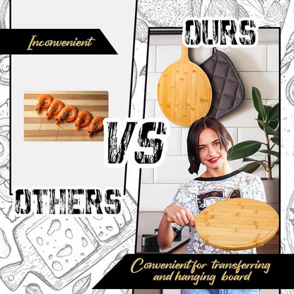 10 Pcs Round Wood Cutting Board with Handle Acacia Wooden Serving Kitchen Chopping Boards for Pizza, Bread, Cheese, Charcuterie, Fruit, Vegetables(Acacia)