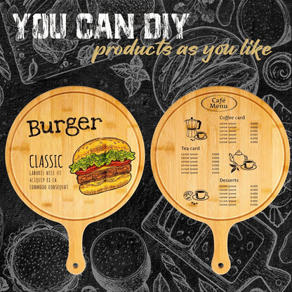 10 Pcs Round Wood Cutting Board with Handle Acacia Wooden Serving Kitchen Chopping Boards for Pizza, Bread, Cheese, Charcuterie, Fruit, Vegetables(Acacia)