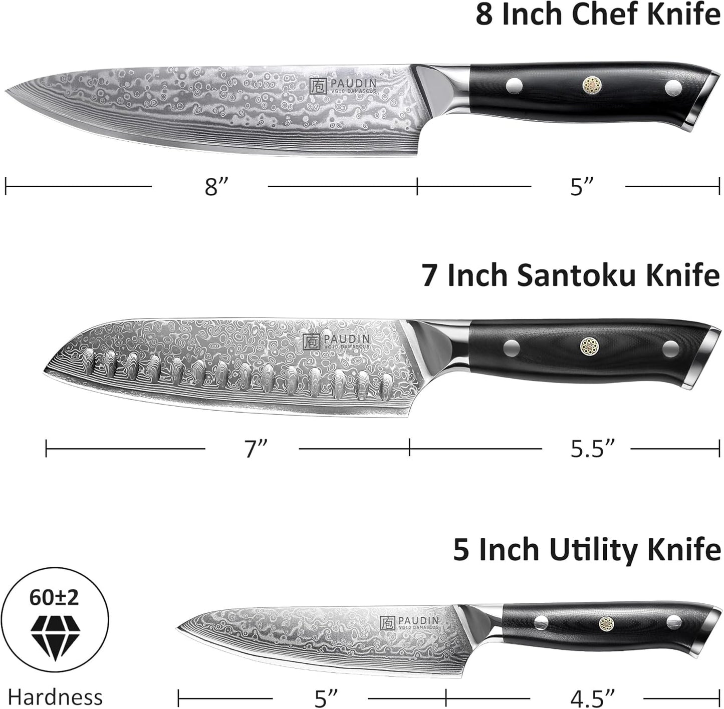 Chef Knife 8 Inch, 67-Layer Japanese VG10 Steel Core Damascus Kitchen Knife, Razor Sharp Japanese Chef Knife with Ergonomic G10 Handle for Home, Restaurant