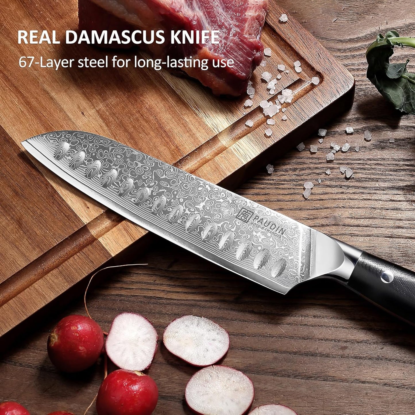 Chef Knife 8 Inch, 67-Layer Japanese VG10 Steel Core Damascus Kitchen Knife, Razor Sharp Japanese Chef Knife with Ergonomic G10 Handle for Home, Restaurant