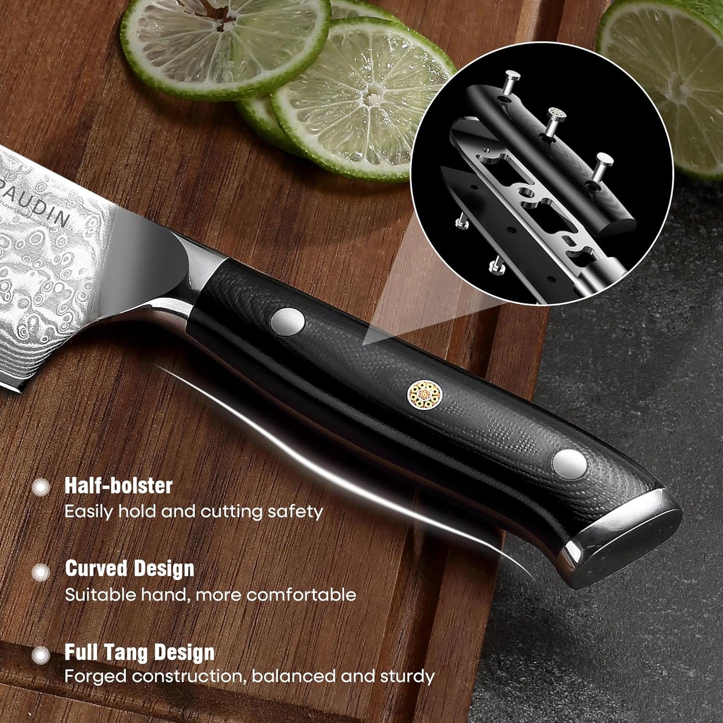 Chef Knife 8 Inch, 67-Layer Japanese VG10 Steel Core Damascus Kitchen Knife, Razor Sharp Japanese Chef Knife with Ergonomic G10 Handle for Home, Restaurant