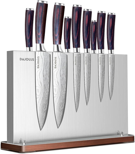 Magnetic Knife Block, Stainless Steel Magnetic Knife Holder for Kitchen Counter Universal Knife Block Without Knives, Strong Magnet Kitchen Knives Storage Organizer