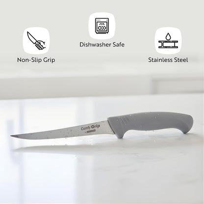 7 Inch Santoku Knife Stainless Steel Ergonomic Handle Non-Slip Grip Durable Kitchen Knife, Dishwasher-Friendly for Home Cooking and Commercial Use, Gray