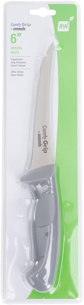 7 Inch Santoku Knife Stainless Steel Ergonomic Handle Non-Slip Grip Durable Kitchen Knife, Dishwasher-Friendly for Home Cooking and Commercial Use, Gray