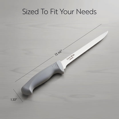 7 Inch Santoku Knife Stainless Steel Ergonomic Handle Non-Slip Grip Durable Kitchen Knife, Dishwasher-Friendly for Home Cooking and Commercial Use, Gray