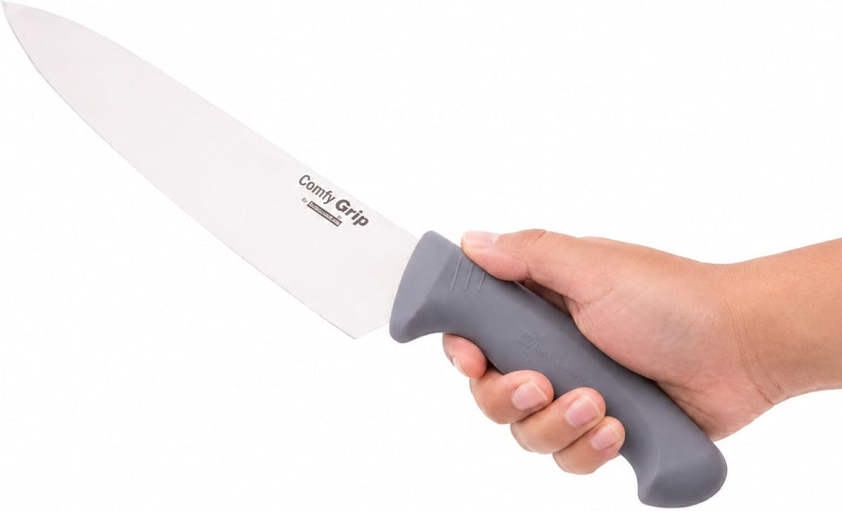 7 Inch Santoku Knife Stainless Steel Ergonomic Handle Non-Slip Grip Durable Kitchen Knife, Dishwasher-Friendly for Home Cooking and Commercial Use, Gray