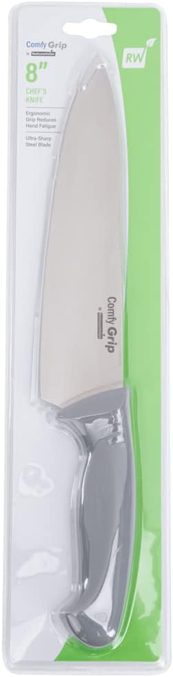 7 Inch Santoku Knife Stainless Steel Ergonomic Handle Non-Slip Grip Durable Kitchen Knife, Dishwasher-Friendly for Home Cooking and Commercial Use, Gray