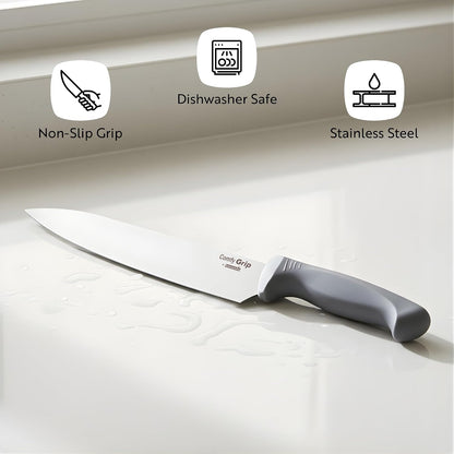 7 Inch Santoku Knife Stainless Steel Ergonomic Handle Non-Slip Grip Durable Kitchen Knife, Dishwasher-Friendly for Home Cooking and Commercial Use, Gray