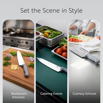 7 Inch Santoku Knife Stainless Steel Ergonomic Handle Non-Slip Grip Durable Kitchen Knife, Dishwasher-Friendly for Home Cooking and Commercial Use, Gray