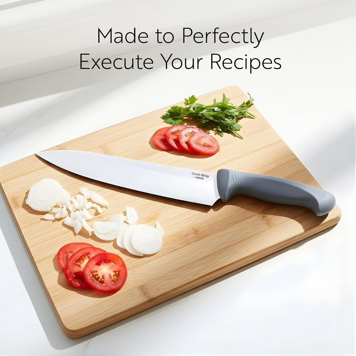 7 Inch Santoku Knife Stainless Steel Ergonomic Handle Non-Slip Grip Durable Kitchen Knife, Dishwasher-Friendly for Home Cooking and Commercial Use, Gray