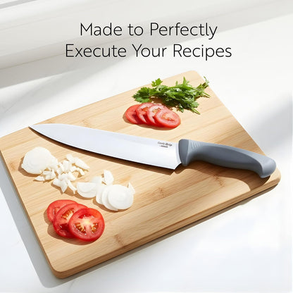 7 Inch Santoku Knife Stainless Steel Ergonomic Handle Non-Slip Grip Durable Kitchen Knife, Dishwasher-Friendly for Home Cooking and Commercial Use, Gray
