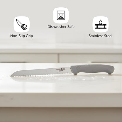 7 Inch Santoku Knife Stainless Steel Ergonomic Handle Non-Slip Grip Durable Kitchen Knife, Dishwasher-Friendly for Home Cooking and Commercial Use, Gray