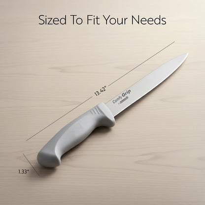 7 Inch Santoku Knife Stainless Steel Ergonomic Handle Non-Slip Grip Durable Kitchen Knife, Dishwasher-Friendly for Home Cooking and Commercial Use, Gray