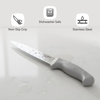 7 Inch Santoku Knife Stainless Steel Ergonomic Handle Non-Slip Grip Durable Kitchen Knife, Dishwasher-Friendly for Home Cooking and Commercial Use, Gray