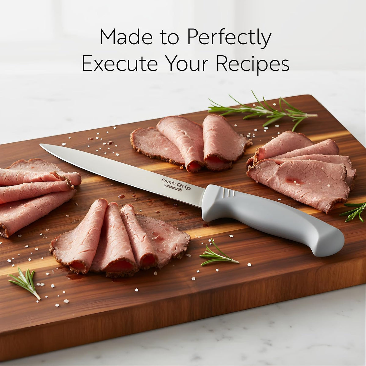 7 Inch Santoku Knife Stainless Steel Ergonomic Handle Non-Slip Grip Durable Kitchen Knife, Dishwasher-Friendly for Home Cooking and Commercial Use, Gray