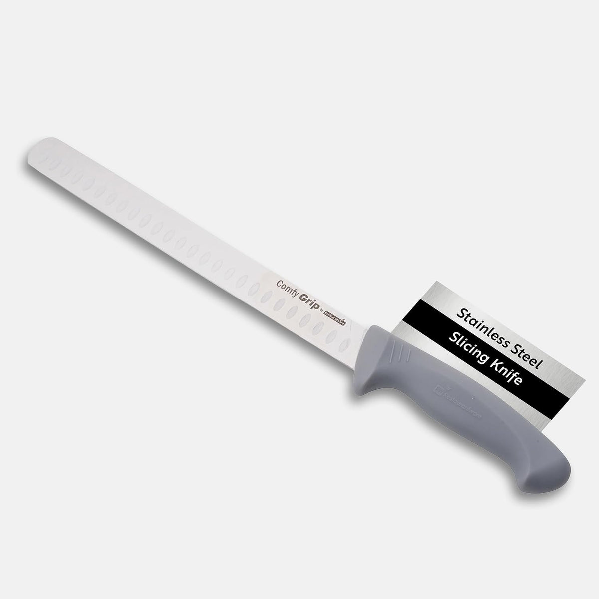 7 Inch Santoku Knife Stainless Steel Ergonomic Handle Non-Slip Grip Durable Kitchen Knife, Dishwasher-Friendly for Home Cooking and Commercial Use, Gray