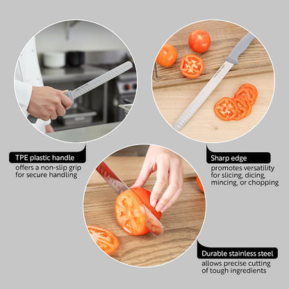 7 Inch Santoku Knife Stainless Steel Ergonomic Handle Non-Slip Grip Durable Kitchen Knife, Dishwasher-Friendly for Home Cooking and Commercial Use, Gray