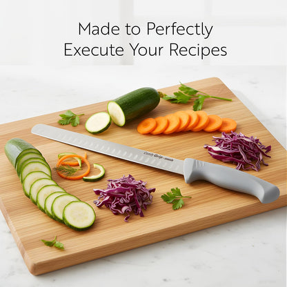 7 Inch Santoku Knife Stainless Steel Ergonomic Handle Non-Slip Grip Durable Kitchen Knife, Dishwasher-Friendly for Home Cooking and Commercial Use, Gray