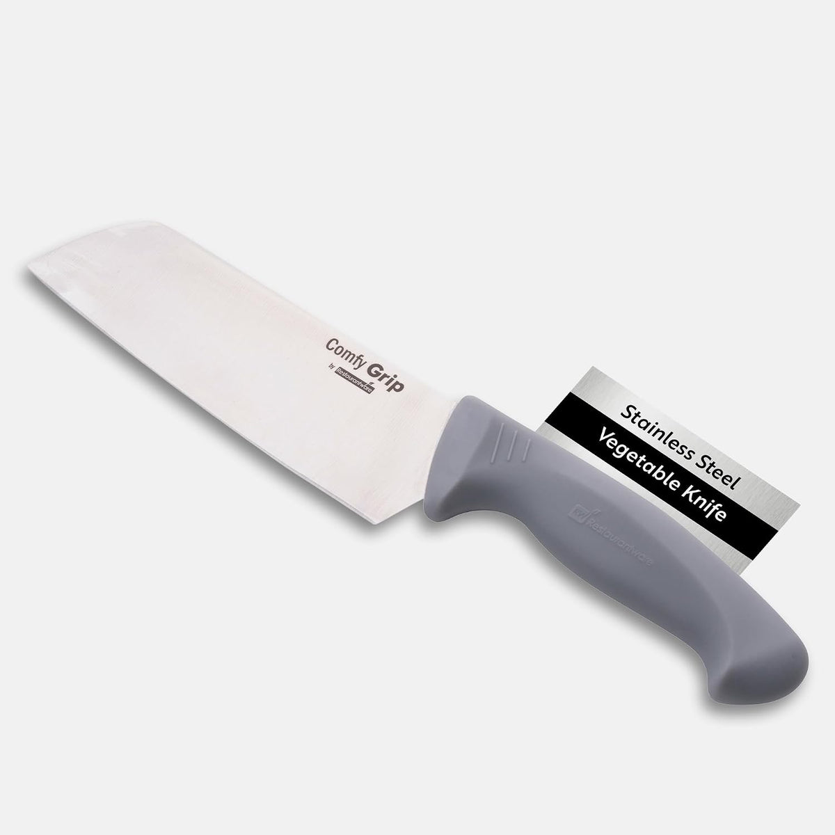 7 Inch Santoku Knife Stainless Steel Ergonomic Handle Non-Slip Grip Durable Kitchen Knife, Dishwasher-Friendly for Home Cooking and Commercial Use, Gray
