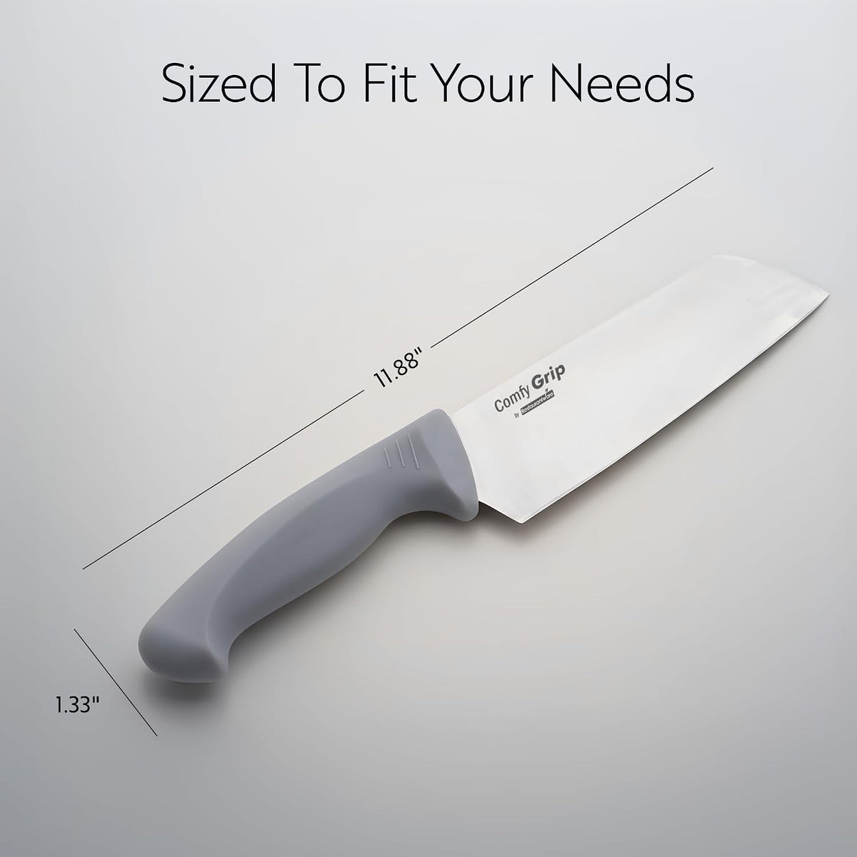 7 Inch Santoku Knife Stainless Steel Ergonomic Handle Non-Slip Grip Durable Kitchen Knife, Dishwasher-Friendly for Home Cooking and Commercial Use, Gray