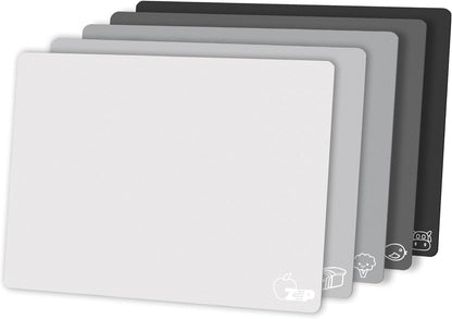 Flexible Plastic Cutting Board Set of 5 Gradient Color, Colorful Chopping Boards, BPA Free Mats, Non-Slip, Dishwasher Safe, 15x12 Inch, Gray Neutral Colors