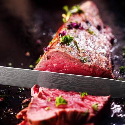 Damascus Style Slicing Carving Knife - 10 Inch Full Tang High Carbon German Stainless Steel Brisket Kitchen Knives - Long Slicer & Carver - Ergonomic Pakkawood Handle - With Gift Box