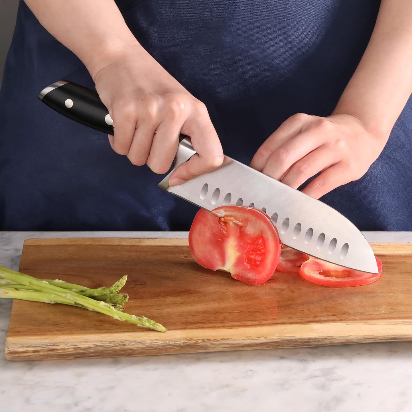 Cangshan ALPS Series 502742 German Steel Forged 7-inch Santoku Knife with Sheath, Black